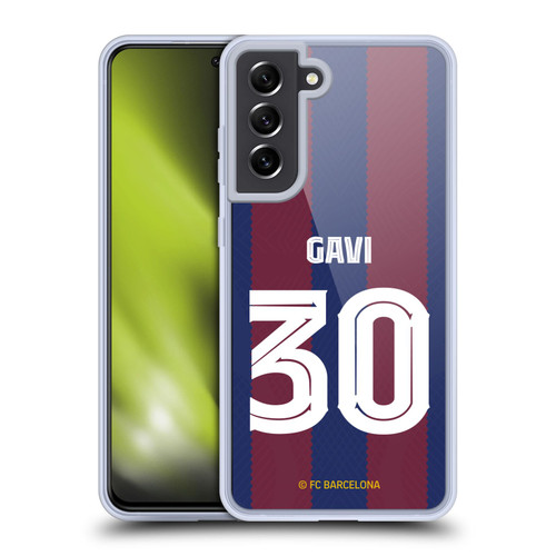 FC Barcelona 2023/24 Players Home Kit Gavi Soft Gel Case for Samsung Galaxy S21 FE 5G & MagSafe