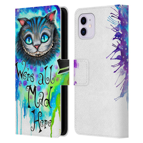 Pixie Cold Cats We Are All Mad Here Leather Book Wallet Case Cover For Apple iPhone 11