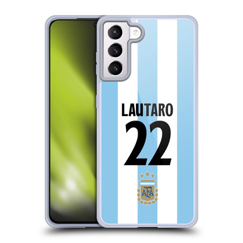 Argentina National Football Team 2024/25 Player Home Kit 1st Group Lautaro Martínez Soft Gel Case for Samsung Galaxy S21+ 5G & MagSafe