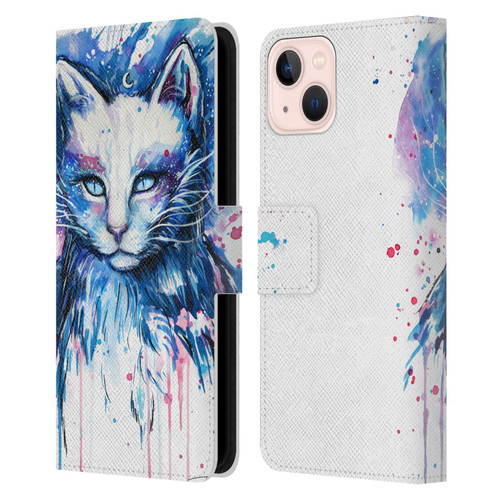 Pixie Cold Cats Space Leather Book Wallet Case Cover For Apple iPhone 13