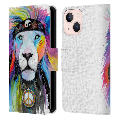 Pixie Cold Cats Hippy Lion Leather Book Wallet Case Cover For Apple iPhone 13 Mini