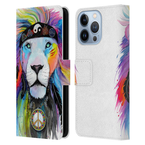 Pixie Cold Cats Hippy Lion Leather Book Wallet Case Cover For Apple iPhone 13 Pro