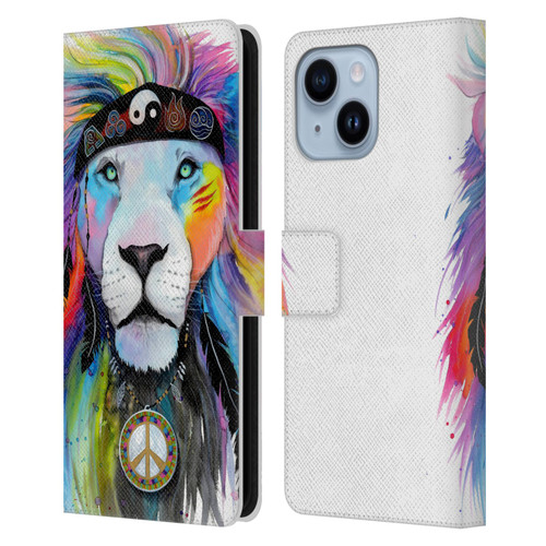 Pixie Cold Cats Hippy Lion Leather Book Wallet Case Cover For Apple iPhone 14 Plus