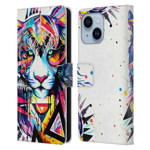 Pixie Cold Cats Shattered Tiger Leather Book Wallet Case Cover For Apple iPhone 14 Plus