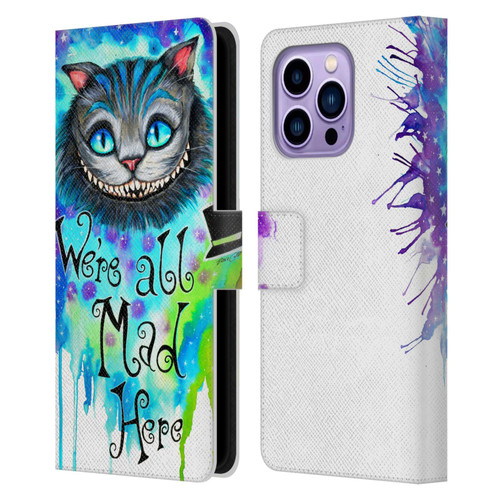 Pixie Cold Cats We Are All Mad Here Leather Book Wallet Case Cover For Apple iPhone 14 Pro Max