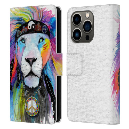 Pixie Cold Cats Hippy Lion Leather Book Wallet Case Cover For Apple iPhone 14 Pro