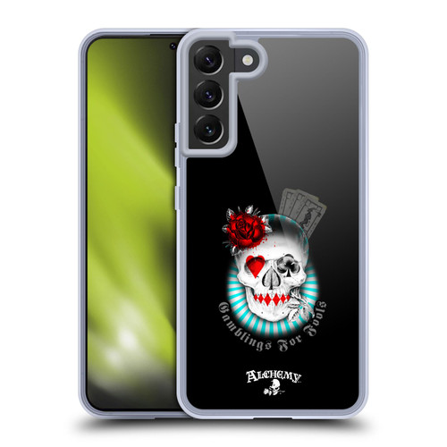 Alchemy Gothic Skull And Cards Gambling's For Fools Soft Gel Case for Samsung Galaxy S22+ 5G & MagSafe