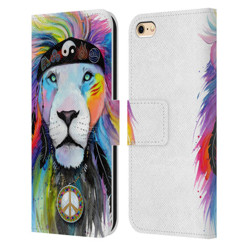 Pixie Cold Cats Hippy Lion Leather Book Wallet Case Cover For Apple iPhone 6 / iPhone 6s