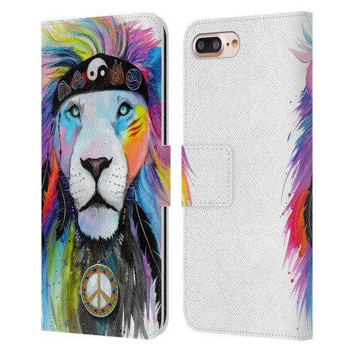 Pixie Cold Cats Hippy Lion Leather Book Wallet Case Cover For Apple iPhone 7 Plus / iPhone 8 Plus