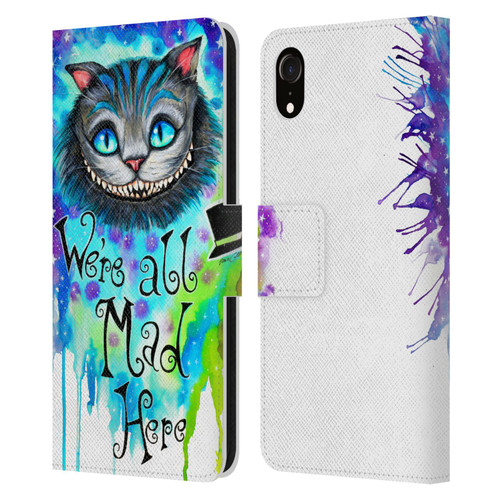 Pixie Cold Cats We Are All Mad Here Leather Book Wallet Case Cover For Apple iPhone XR