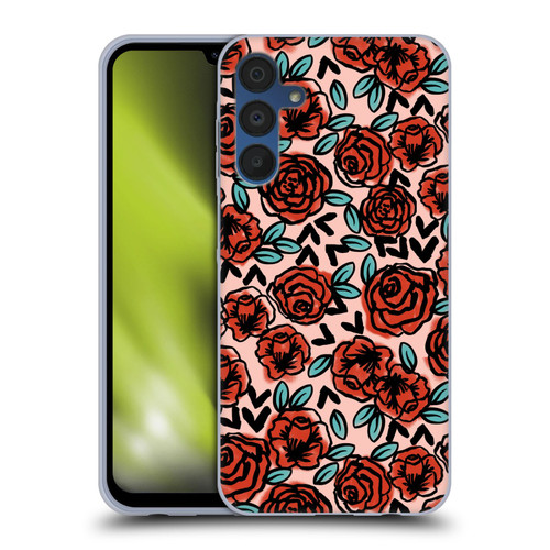 Andrea Lauren Design Lady Like Red Floral Soft Gel Case for Samsung Galaxy A15 & MagSafe
