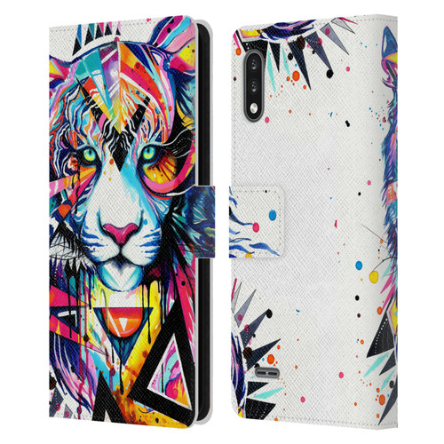 Pixie Cold Cats Shattered Tiger Leather Book Wallet Case Cover For LG K22