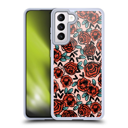 Andrea Lauren Design Lady Like Red Floral Soft Gel Case for Samsung Galaxy S21 5G & MagSafe