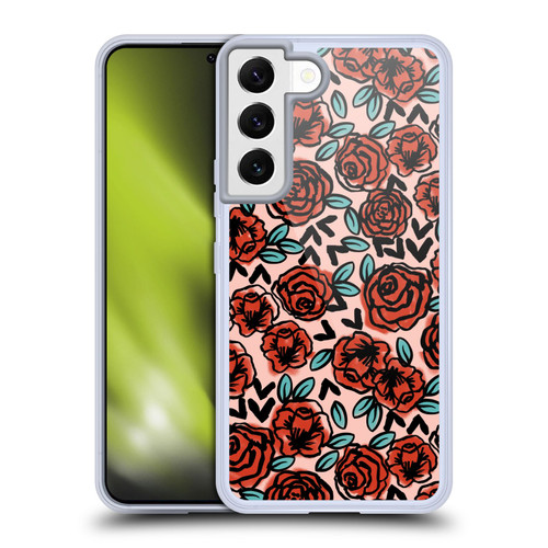 Andrea Lauren Design Lady Like Red Floral Soft Gel Case for Samsung Galaxy S22 5G & MagSafe