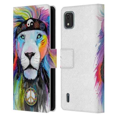 Pixie Cold Cats Hippy Lion Leather Book Wallet Case Cover For Nokia C2 2nd Edition