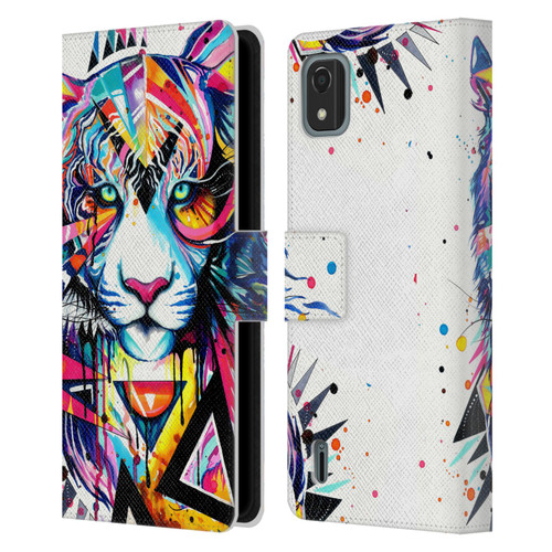 Pixie Cold Cats Shattered Tiger Leather Book Wallet Case Cover For Nokia C2 2nd Edition