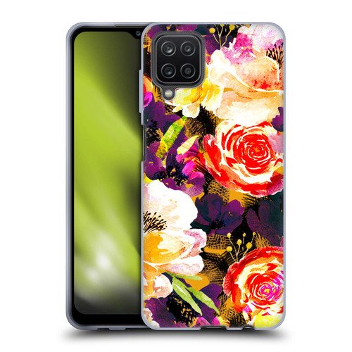 Anis Illustration Flowers Purple Soft Gel Case for Samsung Galaxy A12 (2020)