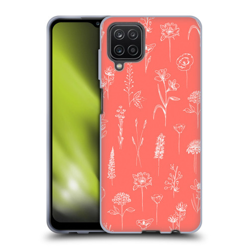 Anis Illustration Flower Pattern 2 Coral Soft Gel Case for Samsung Galaxy A12 (2020)