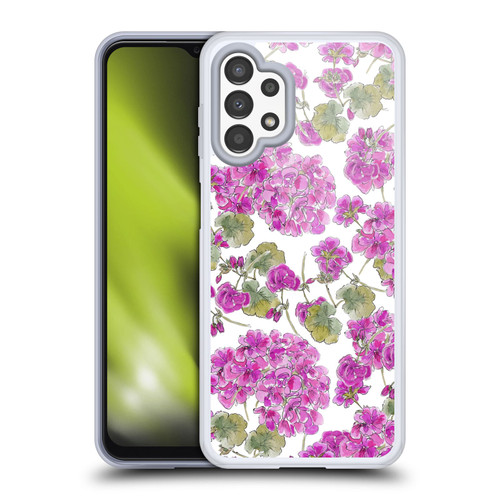 Anis Illustration Flower Pattern 2 Purple Soft Gel Case for Samsung Galaxy A13 (2022)