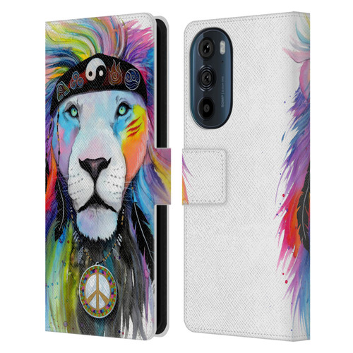 Pixie Cold Cats Hippy Lion Leather Book Wallet Case Cover For Motorola Edge 30