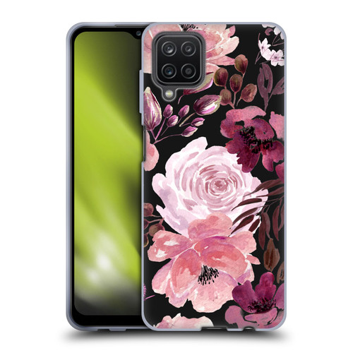 Anis Illustration Graphics Floral Chaos Dark Pink Soft Gel Case for Samsung Galaxy A12 (2020)