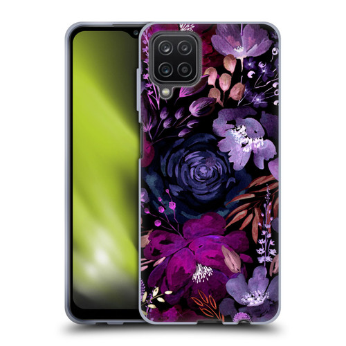 Anis Illustration Graphics Floral Chaos Purple Soft Gel Case for Samsung Galaxy A12 (2020)