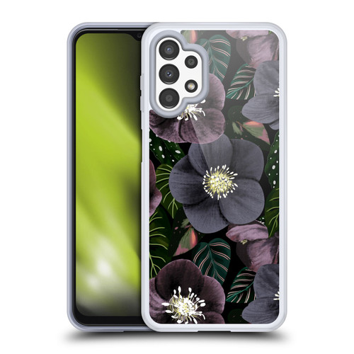 Anis Illustration Graphics Dark Flowers Soft Gel Case for Samsung Galaxy A13 (2022)