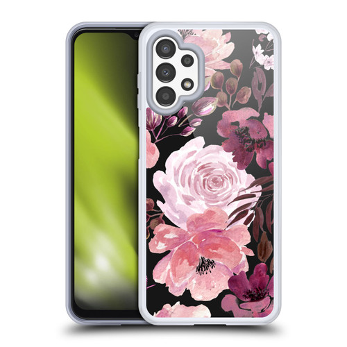 Anis Illustration Graphics Floral Chaos Dark Pink Soft Gel Case for Samsung Galaxy A13 (2022)