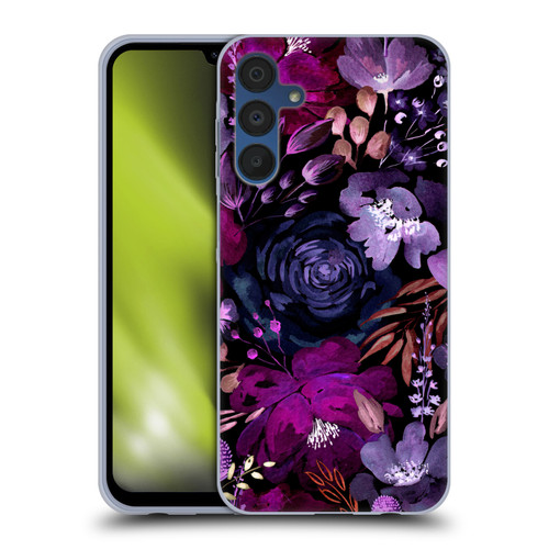 Anis Illustration Graphics Floral Chaos Purple Soft Gel Case for Samsung Galaxy A15 & MagSafe