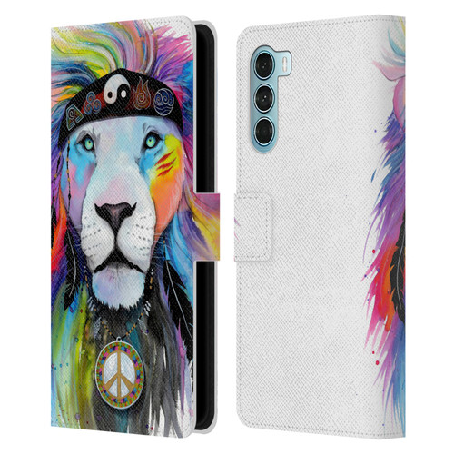 Pixie Cold Cats Hippy Lion Leather Book Wallet Case Cover For Motorola Edge S30 / Moto G200 5G