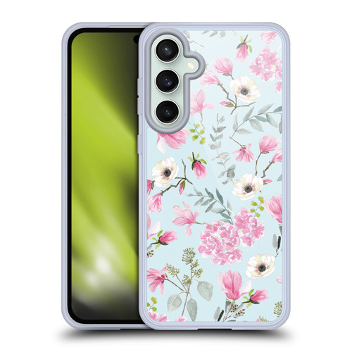 Anis Illustration Graphics Romantic Pattern Light Blue Soft Gel Case for Samsung Galaxy S23 FE 5G & MagSafe