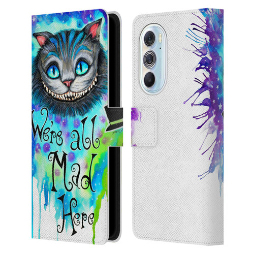 Pixie Cold Cats We Are All Mad Here Leather Book Wallet Case Cover For Motorola Edge X30