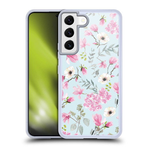 Anis Illustration Graphics Romantic Pattern Light Blue Soft Gel Case for Samsung Galaxy S22 5G & MagSafe