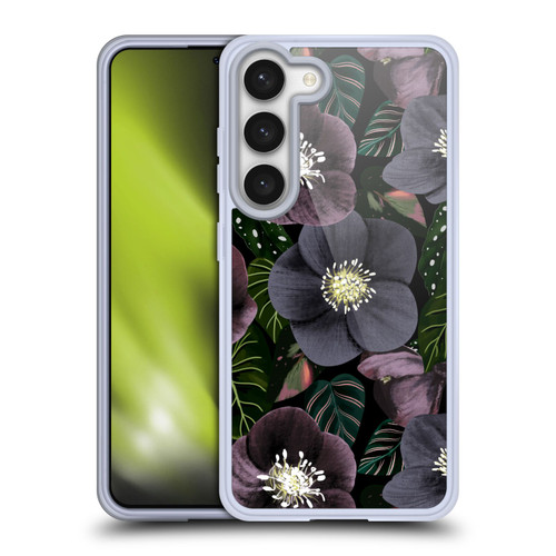 Anis Illustration Graphics Dark Flowers Soft Gel Case for Samsung Galaxy S23 5G & MagSafe