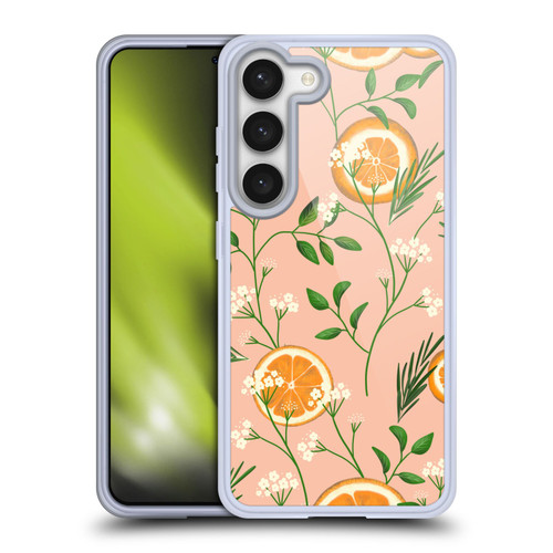 Anis Illustration Graphics Elderflower Orange Pastel Soft Gel Case for Samsung Galaxy S23 5G & MagSafe