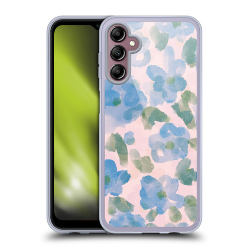Anis Illustration Mix Pattern Soft Feminine Blue Flowers Soft Gel Case for Samsung Galaxy A14 5G