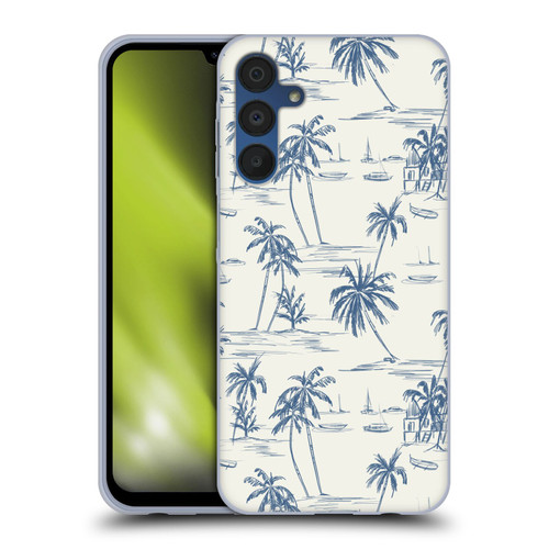 Anis Illustration Mix Pattern Blue Beach Bold Soft Gel Case for Samsung Galaxy A15 & MagSafe