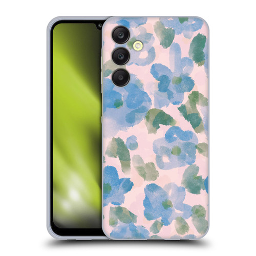 Anis Illustration Mix Pattern Soft Feminine Blue Flowers Soft Gel Case for Samsung Galaxy A25 5G
