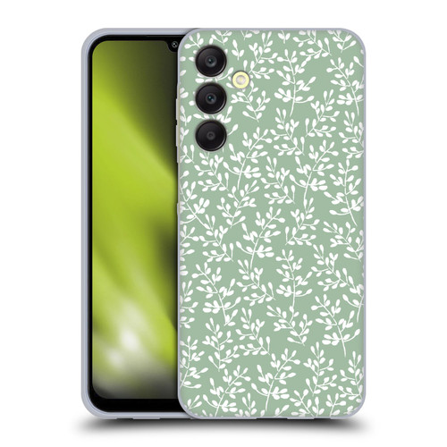 Anis Illustration Mix Pattern Tiny Leaves Green Soft Gel Case for Samsung Galaxy A25 5G