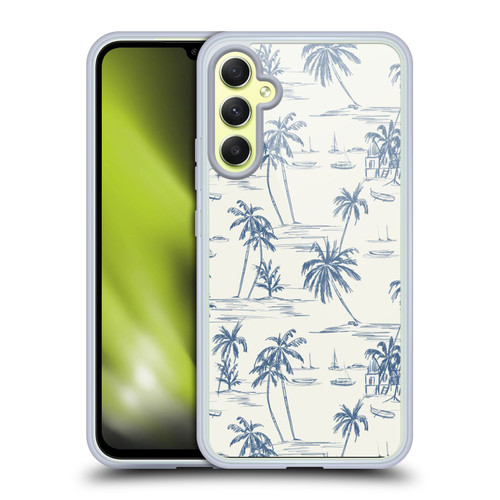 Anis Illustration Mix Pattern Blue Beach Bold Soft Gel Case for Samsung Galaxy A34 5G