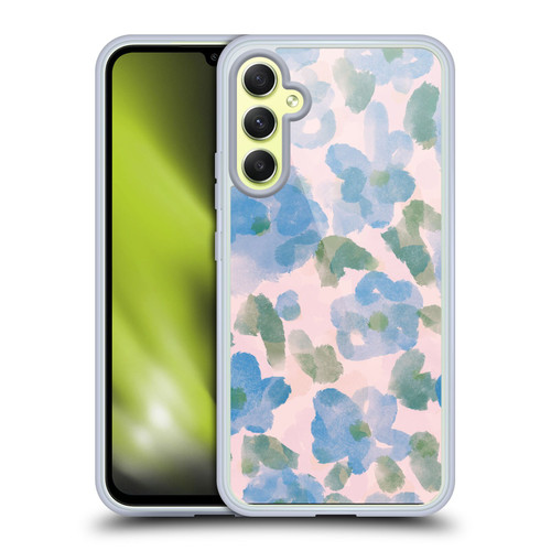 Anis Illustration Mix Pattern Soft Feminine Blue Flowers Soft Gel Case for Samsung Galaxy A34 5G