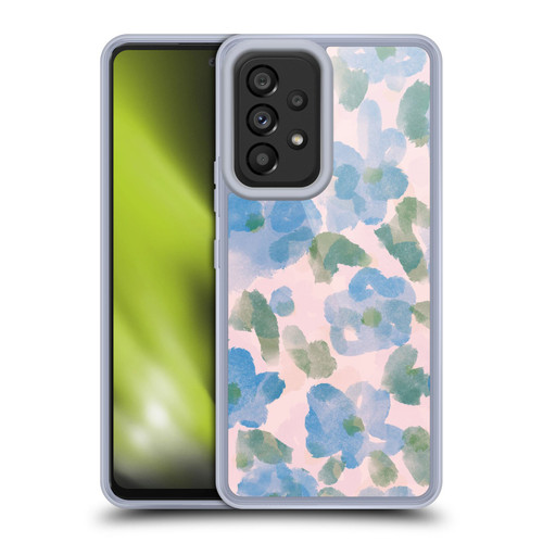 Anis Illustration Mix Pattern Soft Feminine Blue Flowers Soft Gel Case for Samsung Galaxy A53 5G (2022)