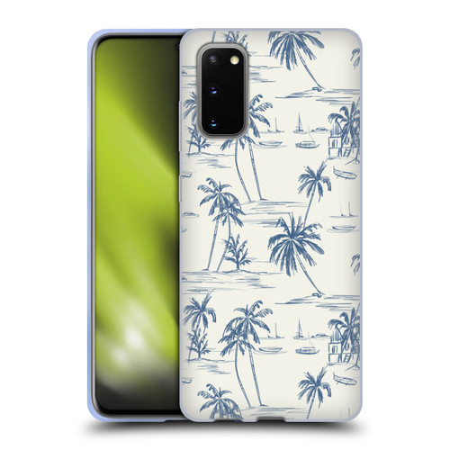 Anis Illustration Mix Pattern Blue Beach Bold Soft Gel Case for Samsung Galaxy S20 / S20 5G