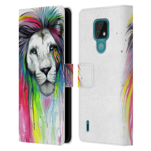 Pixie Cold Cats Rainbow Mane Leather Book Wallet Case Cover For Motorola Moto E7