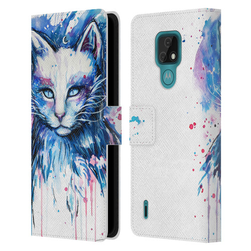 Pixie Cold Cats Space Leather Book Wallet Case Cover For Motorola Moto E7