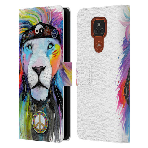 Pixie Cold Cats Hippy Lion Leather Book Wallet Case Cover For Motorola Moto E7 Plus