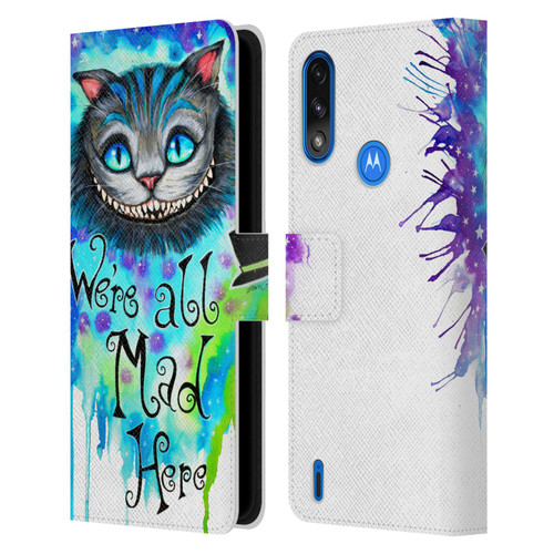 Pixie Cold Cats We Are All Mad Here Leather Book Wallet Case Cover For Motorola Moto E7 Power / Moto E7i Power