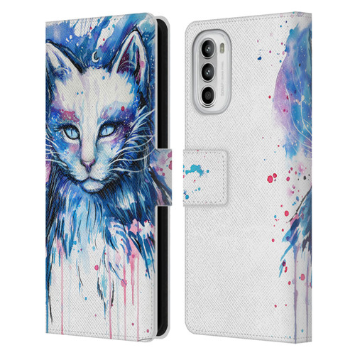 Pixie Cold Cats Space Leather Book Wallet Case Cover For Motorola Moto G52