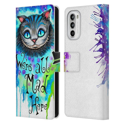 Pixie Cold Cats We Are All Mad Here Leather Book Wallet Case Cover For Motorola Moto G52