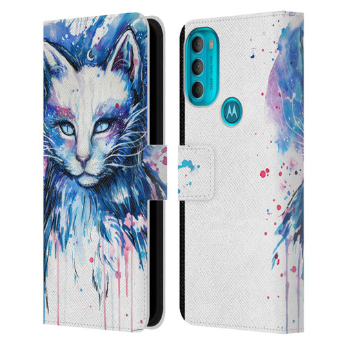 Pixie Cold Cats Space Leather Book Wallet Case Cover For Motorola Moto G71 5G